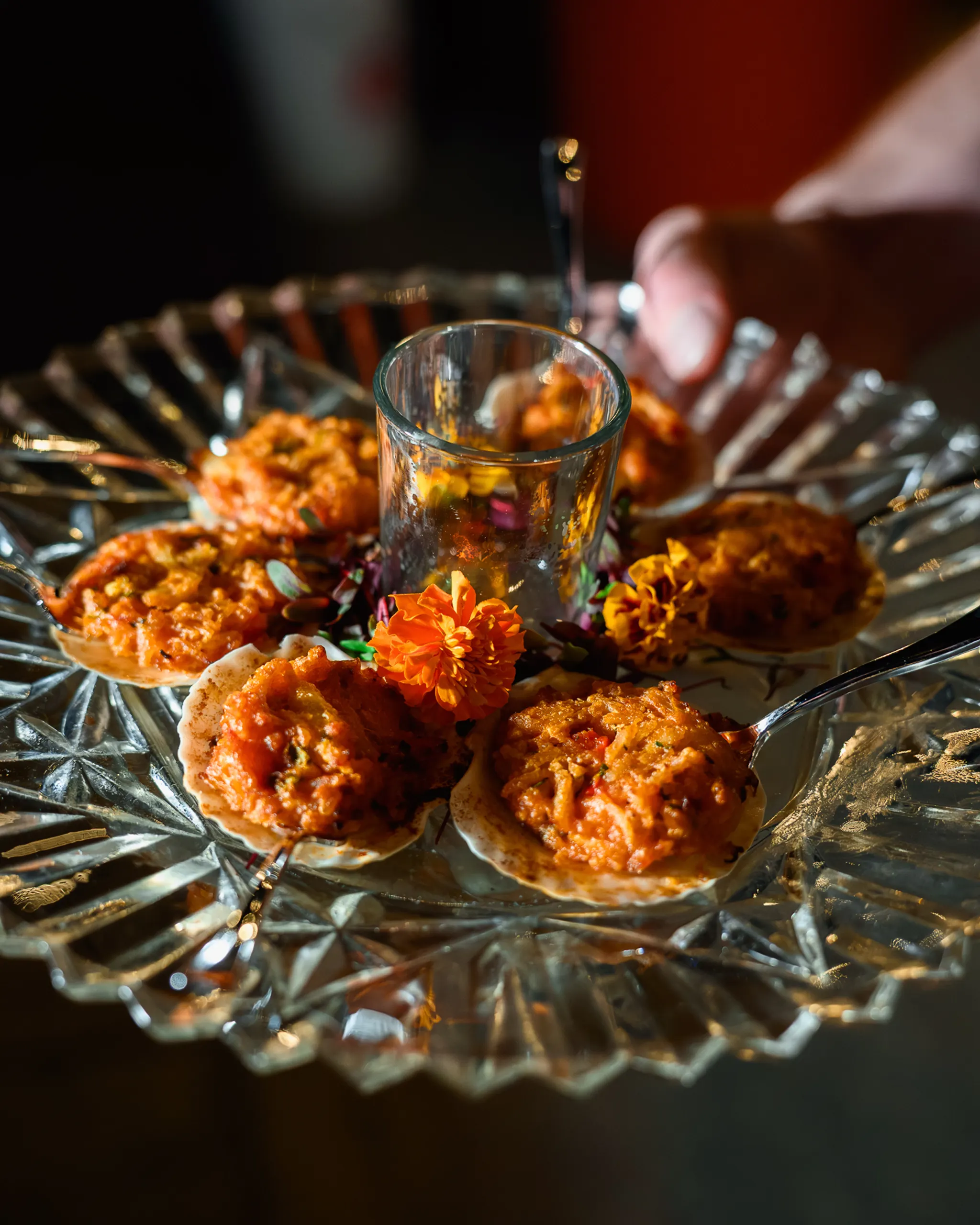Crab cakes appetizer at Bolles dinner