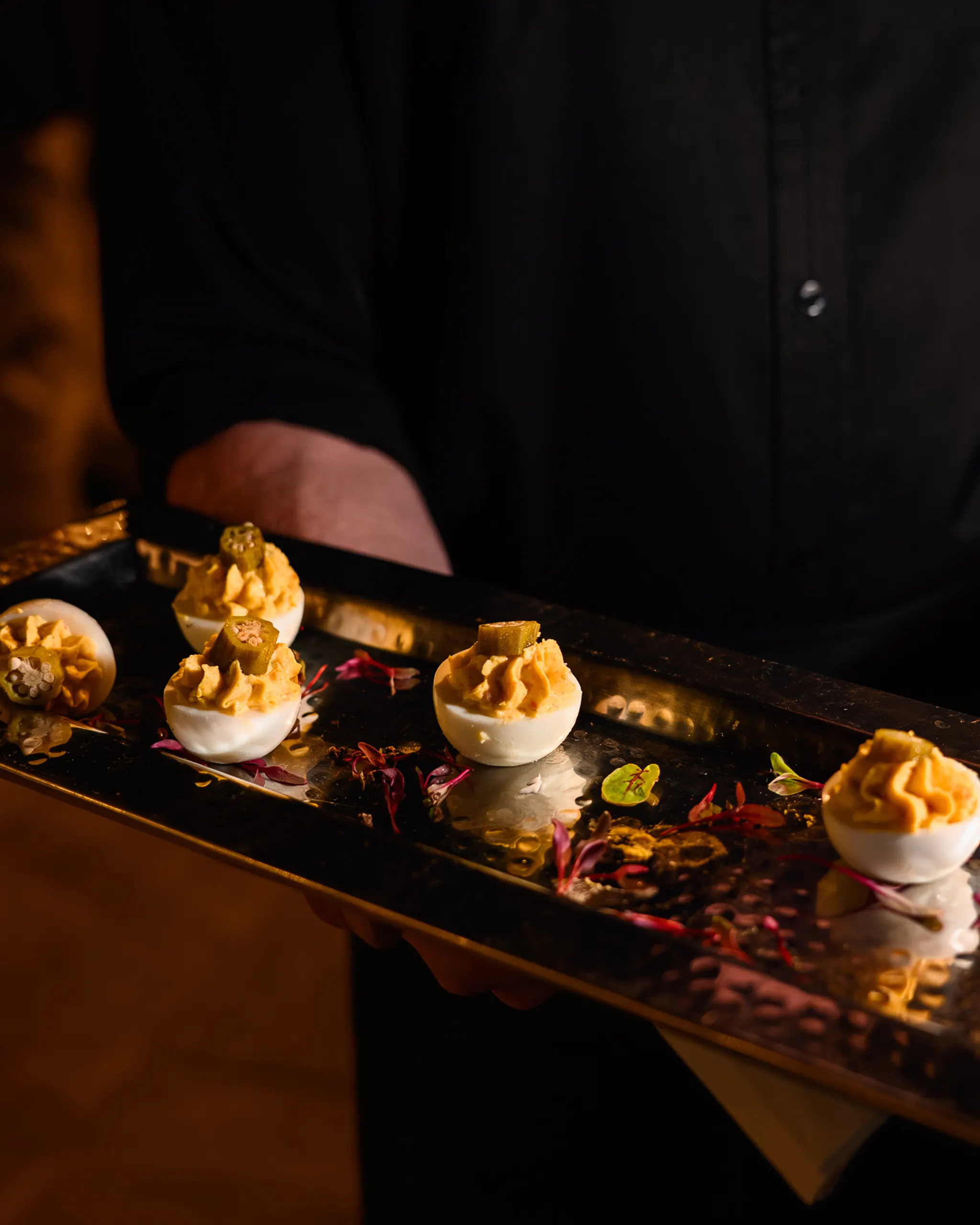 Deviled eggs platter at Bolles event