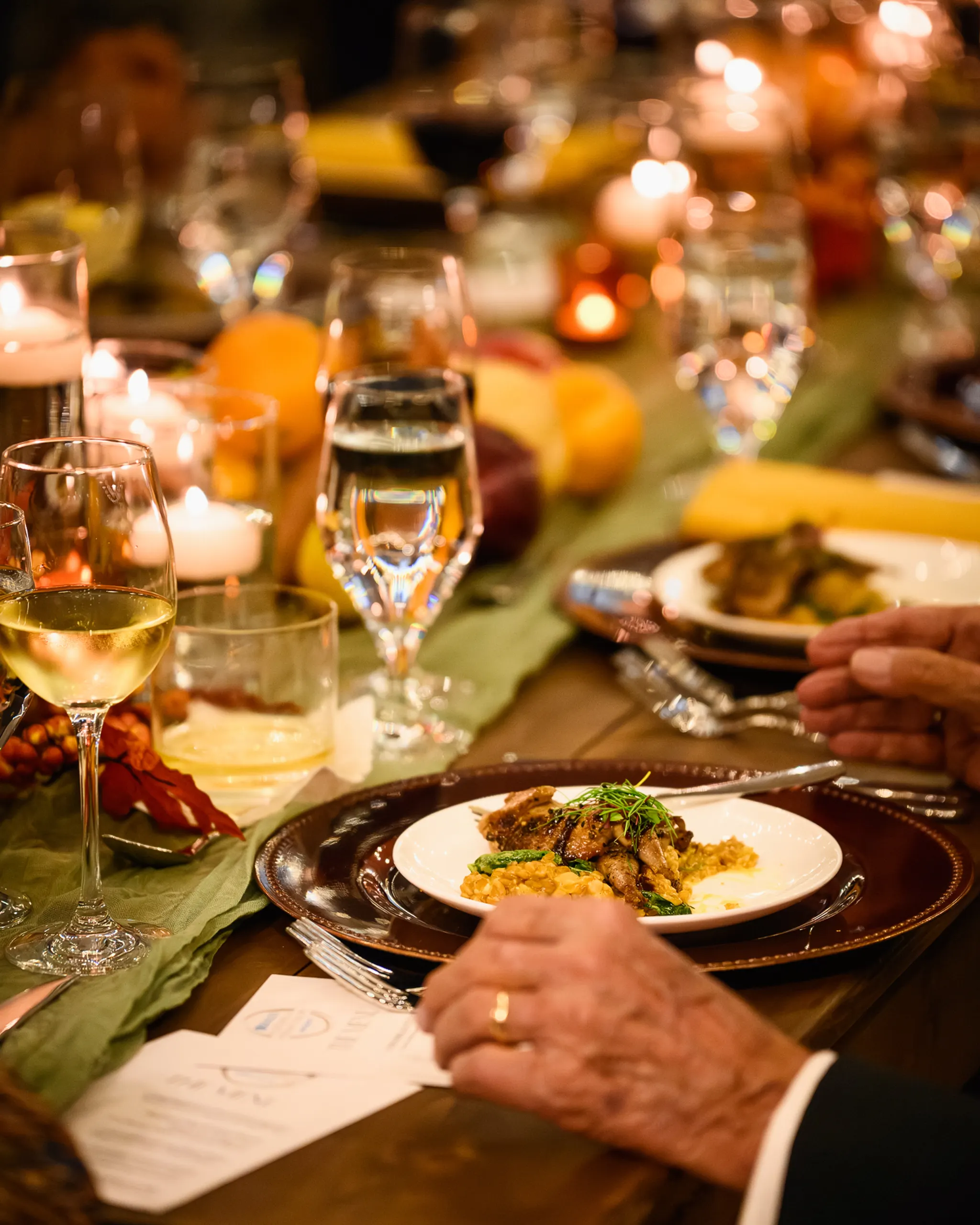 First course service at harvest dinner