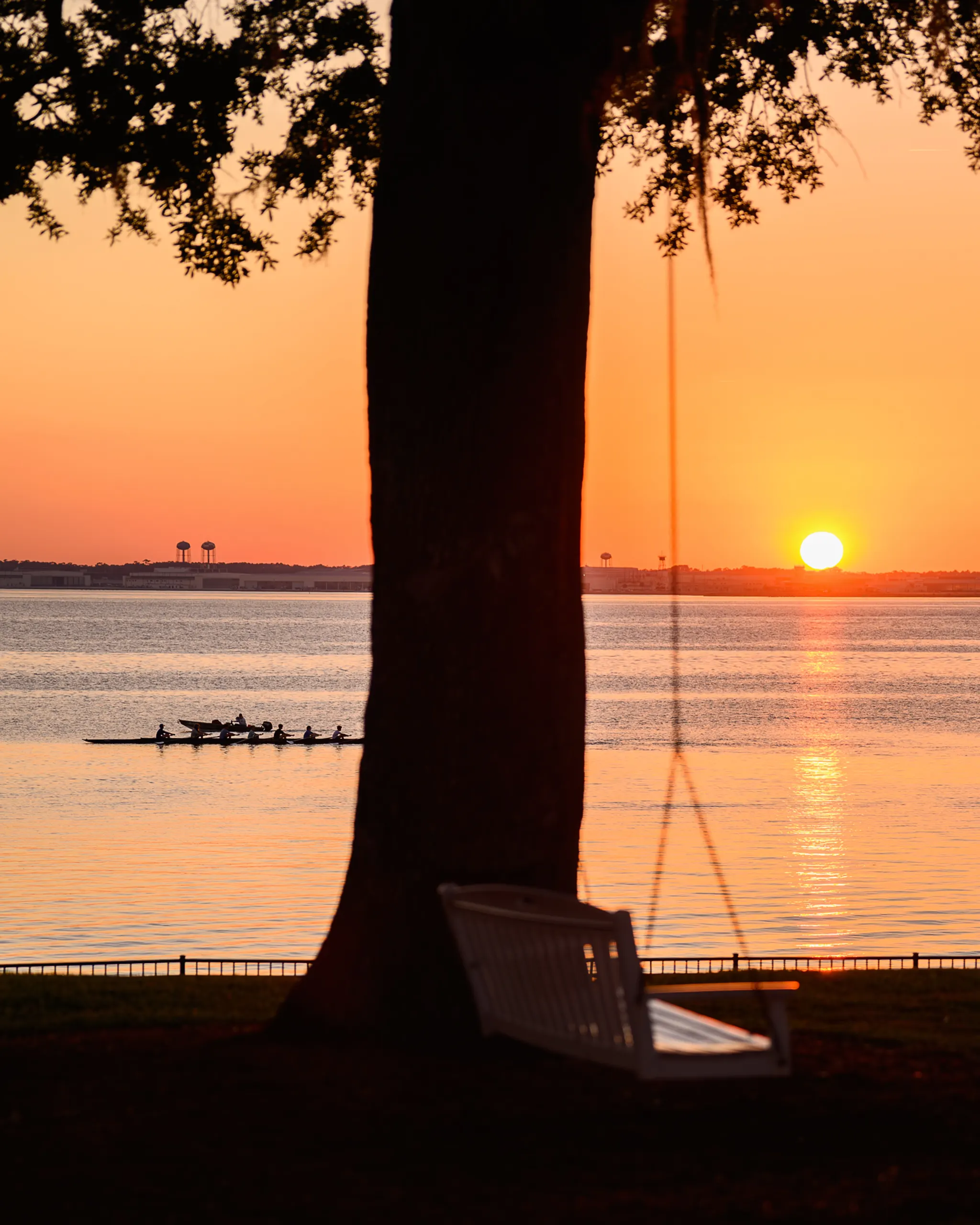 Rowing team on St. Johns River at sunset