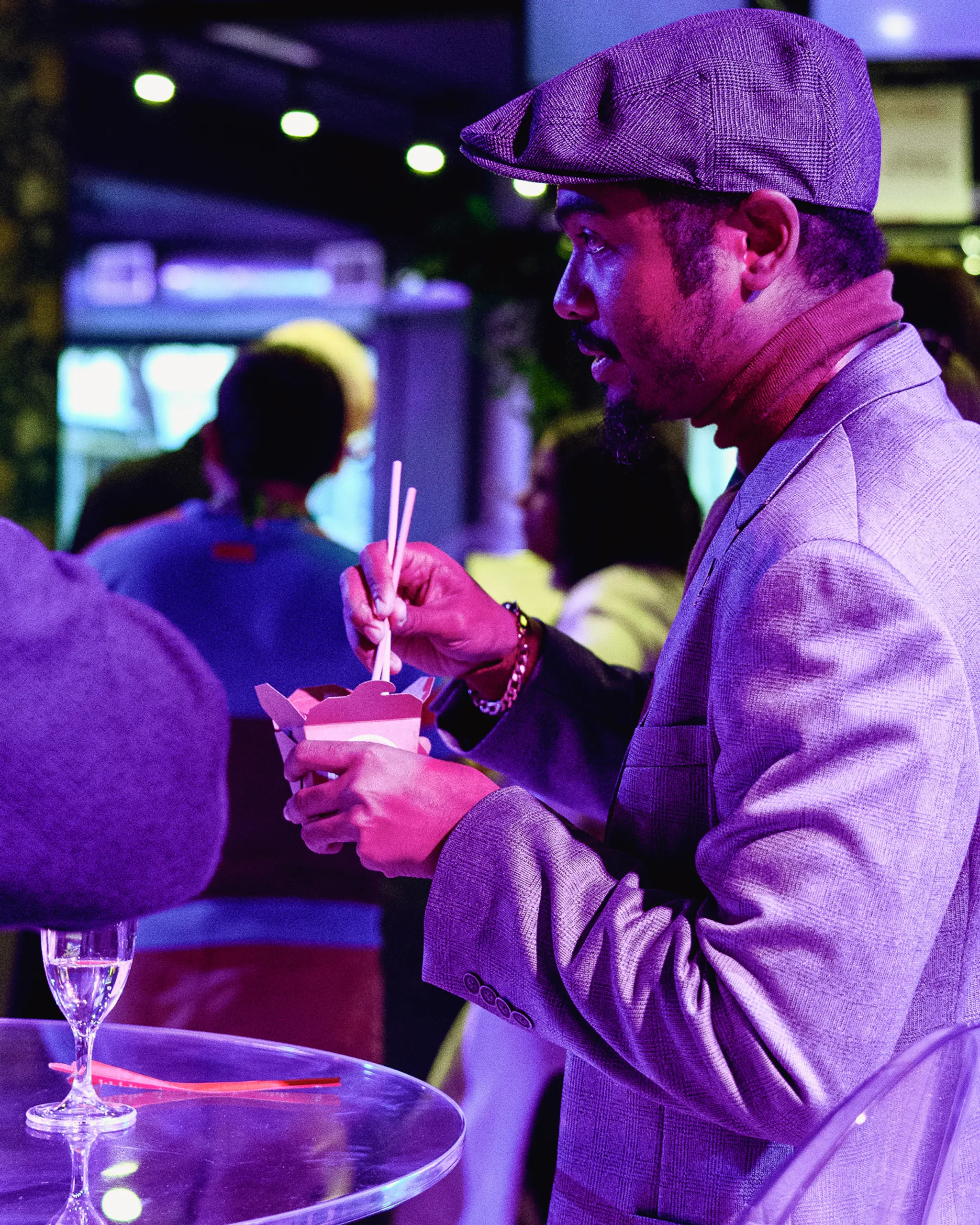 Chef chopping and talking at PRI event