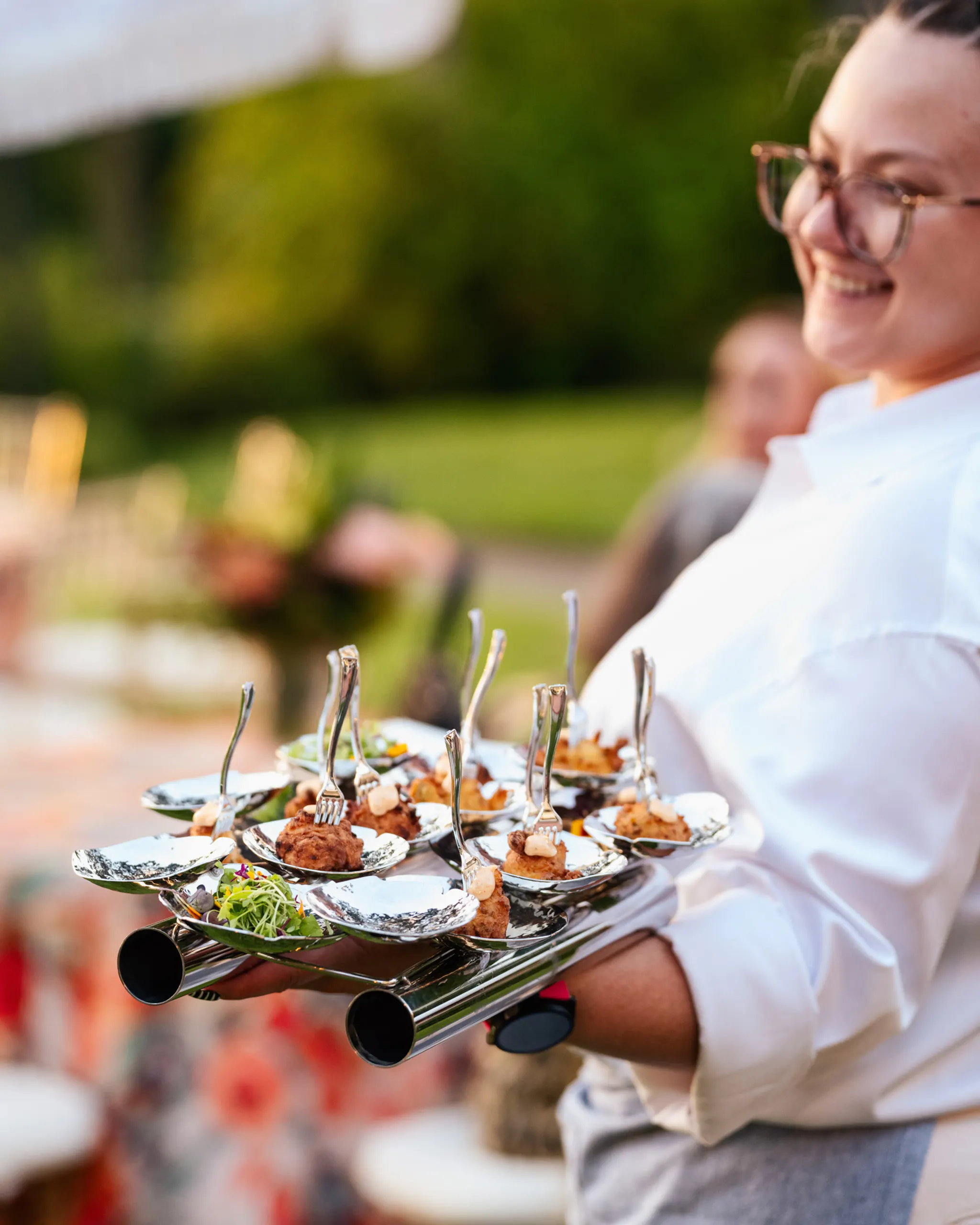 Hors d'oeuvres tray circulating at the San Marco Centennial Soirée