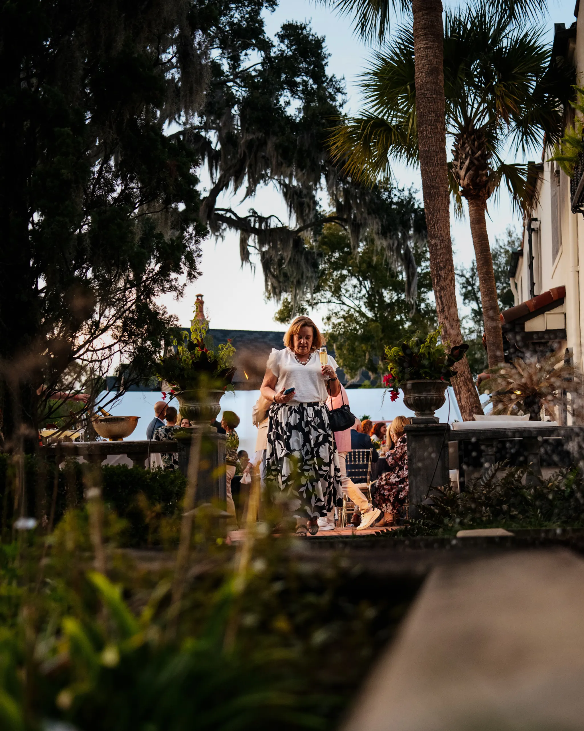 Guest taking stroll to secluded area of Swisher Estate